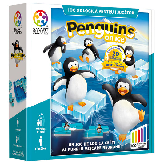 Smart Games - Penguins on Ice, joc de logica cu 100 de provocari, 6+ ani, editie lb. Romana