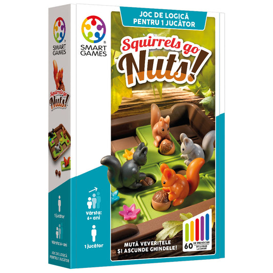 Smart Games - Squirrels Go Nuts!, joc de logica cu 80 de provocari, 6+ ani, editie lb. Romana