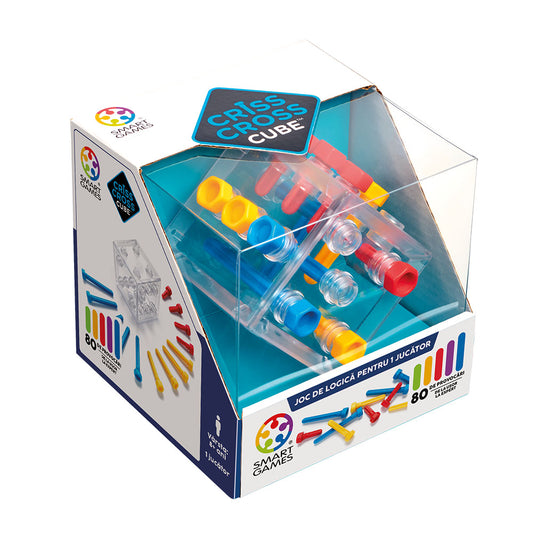 Smart Games - Criss Cross Cube, joc de logica cu 80 de provocari, 8+ ani, editie lb. Romana