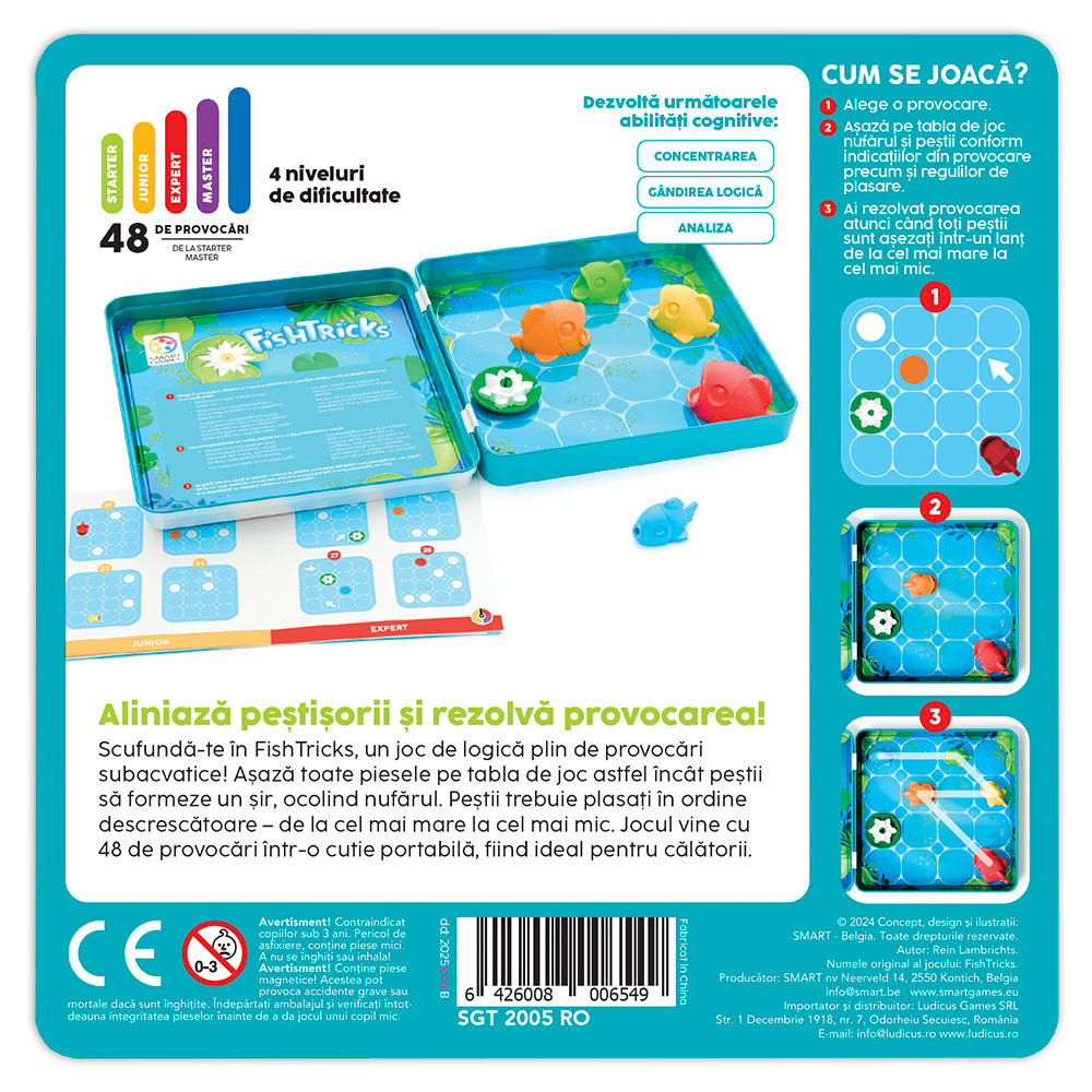 Smart Games - FishTricks, joc de logica cu 48 de provocari, 5+ ani, editie lb. romana