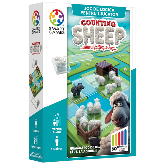 Smart Games - Counting Sheep, joc de logica cu 60 de provocari, 7+ ani, editie lb. Romana