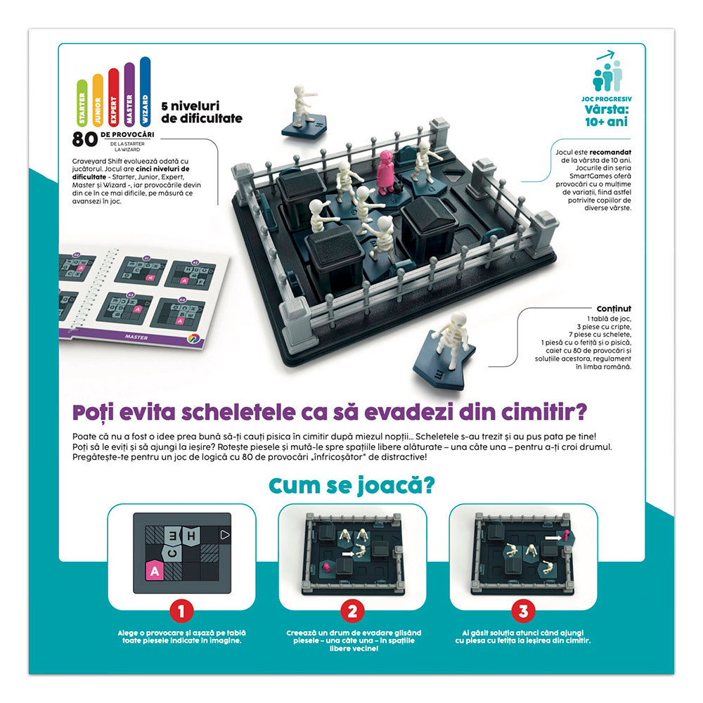 Smart Games - Graveyard Shift, joc de logica cu 80 de provocari, 10+ ani, editie lb. romana