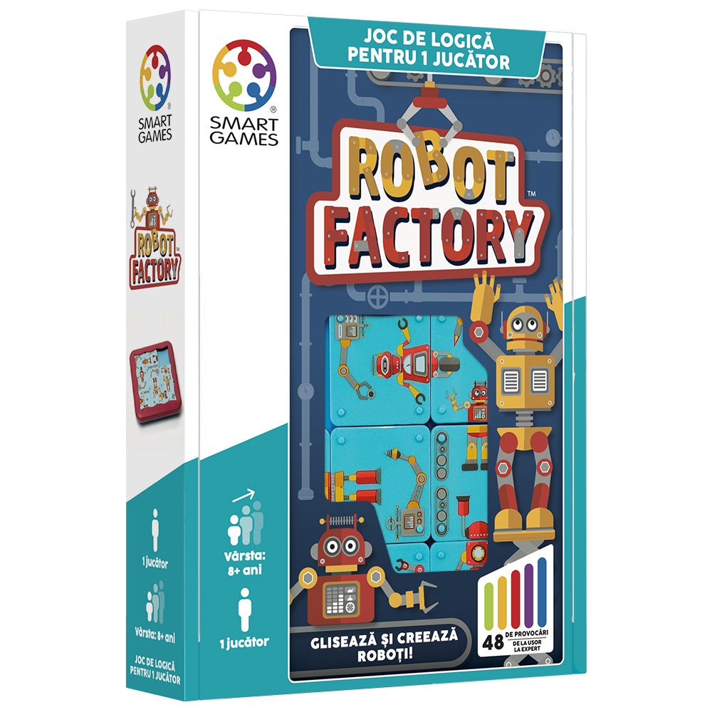 Smart Games - Robot Factory, joc de logica cu 48 de provocari, 8+ ani, editie lb. romana