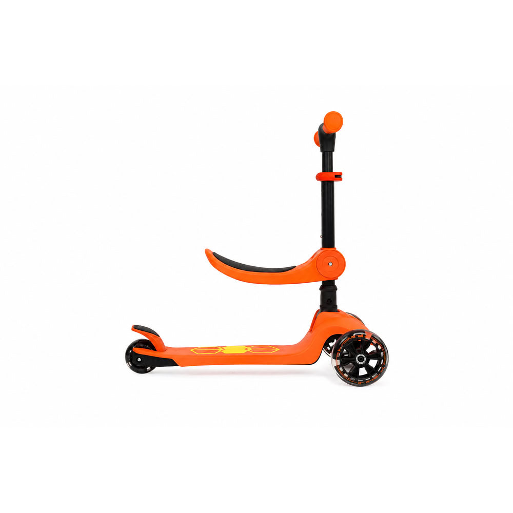 Trotineta copii pliabila, portocaliu, Lamborghini Kick'n'Roll  L5 2in1, cu 3 roti luminoase, ghidon reglabil, scaun retractabil, 3+ ani, suport maxim 50kg, suport maxim 20 kg scaun