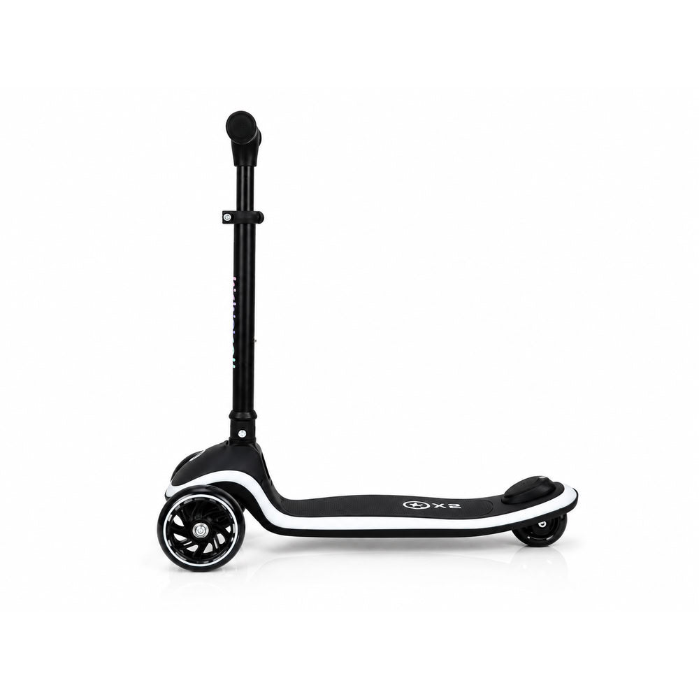 Trotineta copii pliabila, negru, Kick'n'Roll X2, cu 3 roti luminoase si platforma cu banda de LED multicolorata, ghidon reglabil, 3+ ani, suport maxim 50 kg