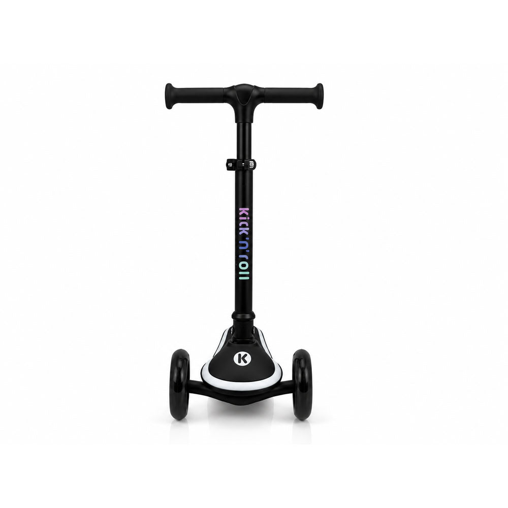 Trotineta copii pliabila, negru, Kick'n'Roll X2, cu 3 roti luminoase si platforma cu banda de LED multicolorata, ghidon reglabil, 3+ ani, suport maxim 50 kg