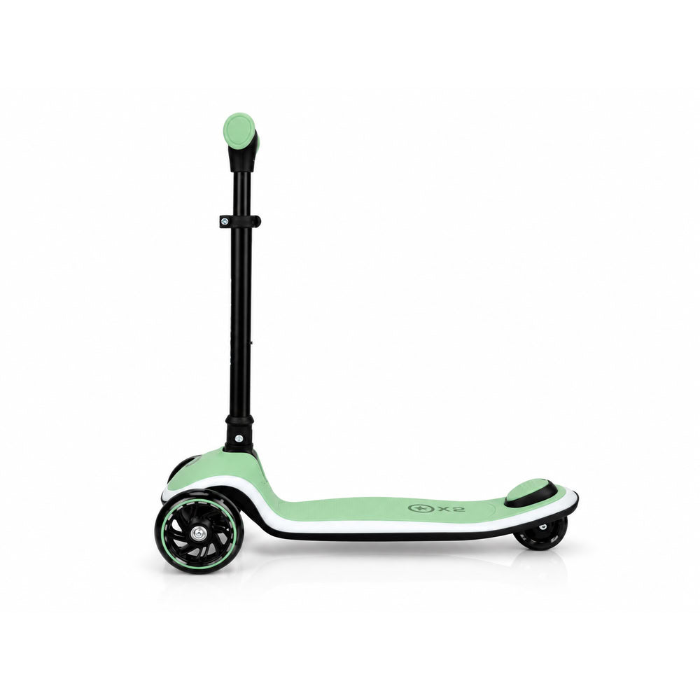 Trotineta copii pliabila, verde, Kick'n'Roll X2, cu 3 roti luminoase si platforma cu banda de LED multicolorata, ghidon reglabil, 3+ ani, suport maxim 50 kg