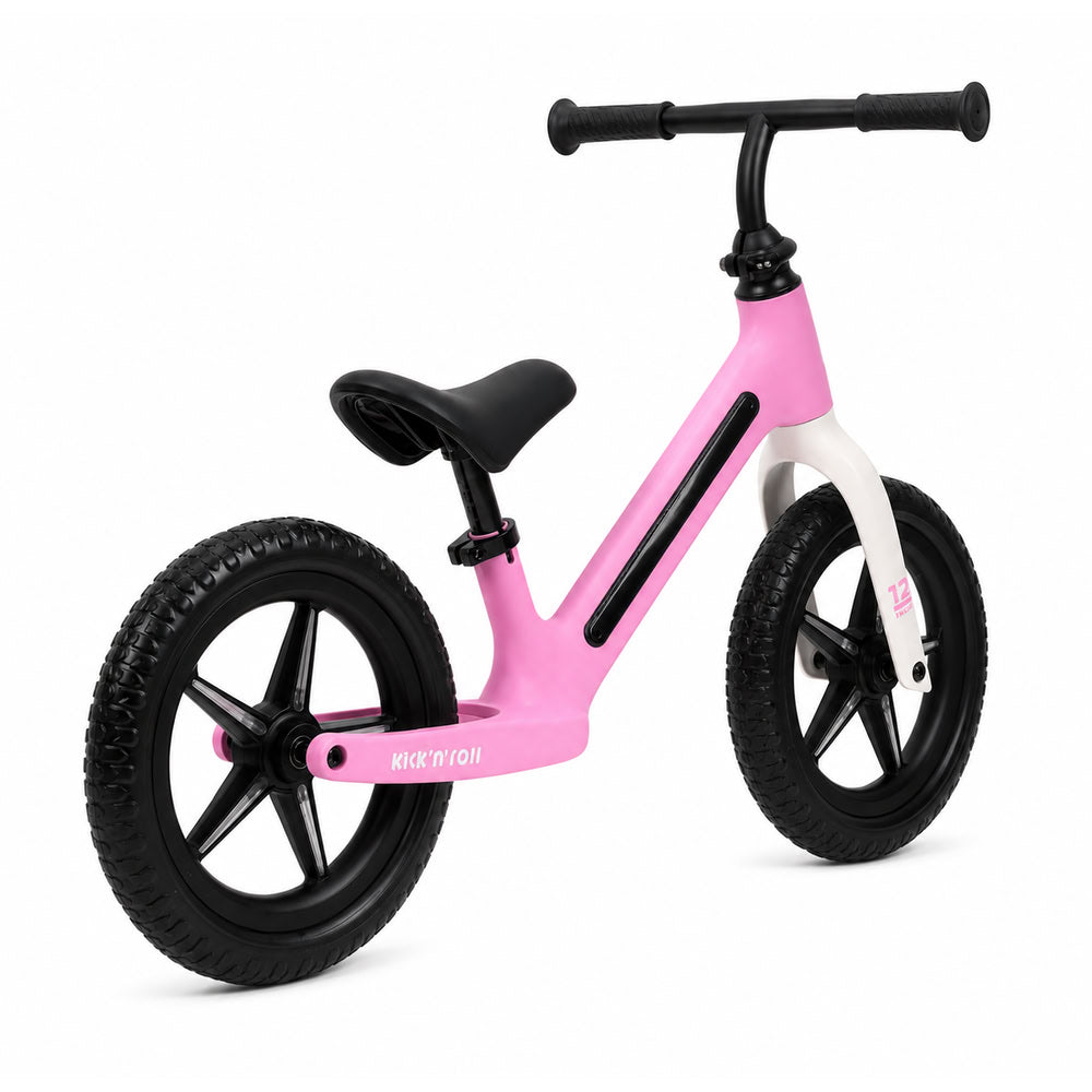 Bicicleta fara pedale pentru copii, roz, Kick'n'Roll B360, reglabila, cadru si spite cu efecte luminoase, 3+ ani, suport maxim 30 kg