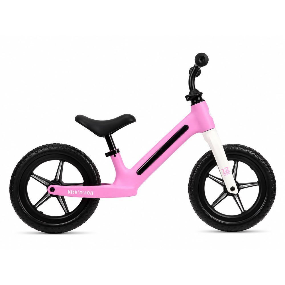 Bicicleta fara pedale pentru copii, roz, Kick'n'Roll B360, reglabila, cadru si spite cu efecte luminoase, 3+ ani, suport maxim 30 kg