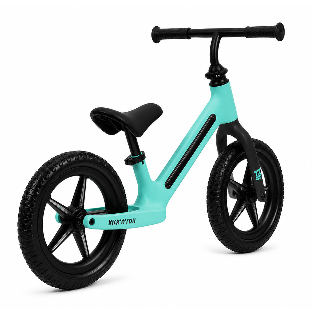 Bicicleta fara pedale pentru copii, turcoaz, Kick'n'Roll B360, reglabila, cadru si spite cu efecte luminoase, 3+ ani, suport maxim 30 kg