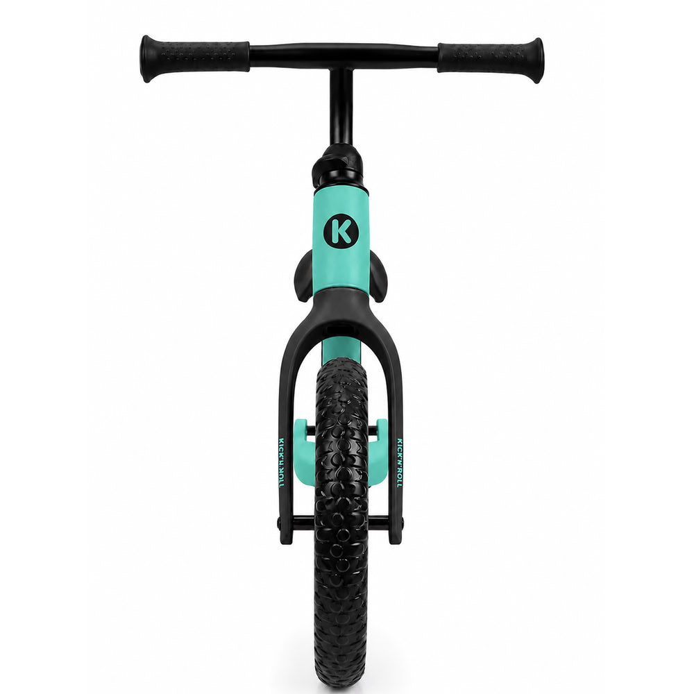 Bicicleta fara pedale pentru copii, turcoaz, Kick'n'Roll B360, reglabila, cadru si spite cu efecte luminoase, 3+ ani, suport maxim 30 kg