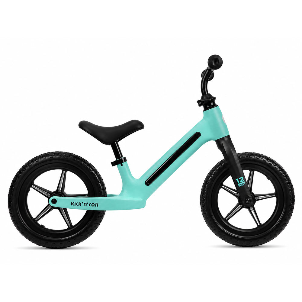 Bicicleta fara pedale pentru copii, turcoaz, Kick'n'Roll B360, reglabila, cadru si spite cu efecte luminoase, 3+ ani, suport maxim 30 kg