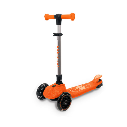 Trotineta copii pliabila, portocaliu, Kick'n'Roll  L5 Jelly, cu 3 roti luminoase si platforma cu banda de LED multicolorata, ghidon reglabil, 3+ ani, suport maxim 50kg