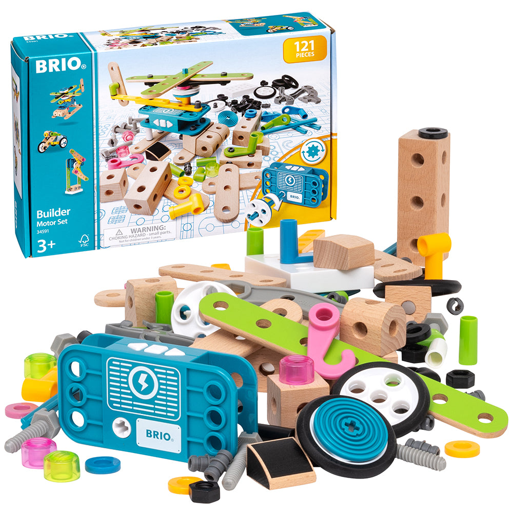 Jucarie set de constructie cu motor, 121 piese BRIO, 3+ ani