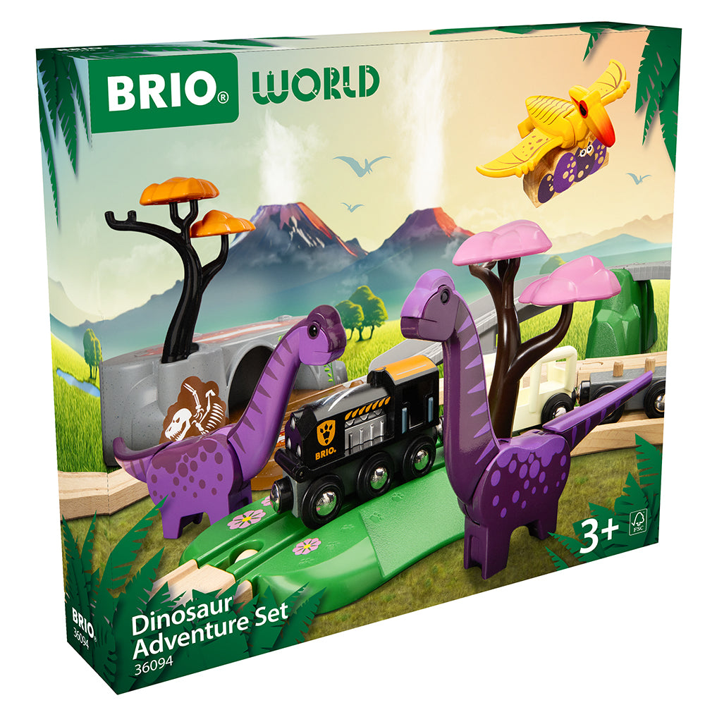 Set aventura dinozaurilor pentru trenulete BRIO, 3+ ani