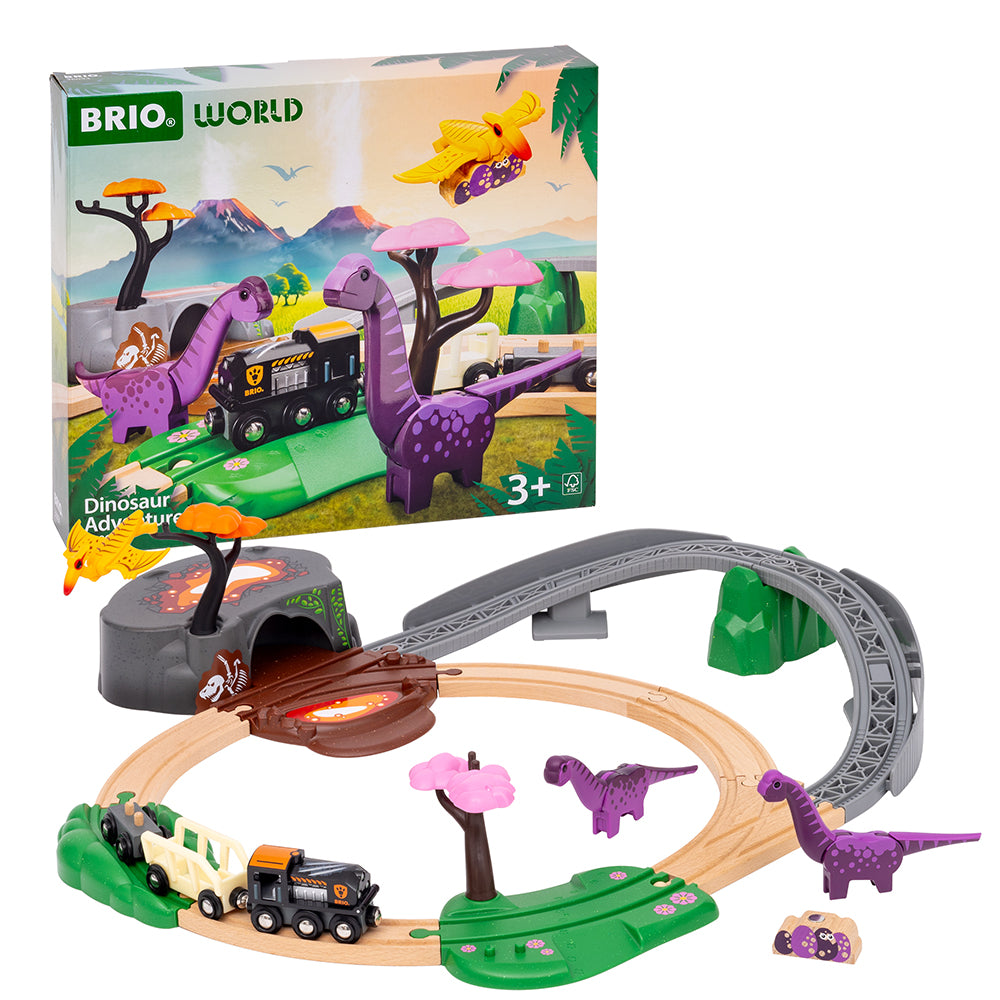 Set aventura dinozaurilor pentru trenulete BRIO, 3+ ani