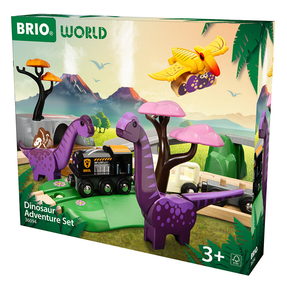 Set aventura dinozaurilor pentru trenulete BRIO, 3+ ani