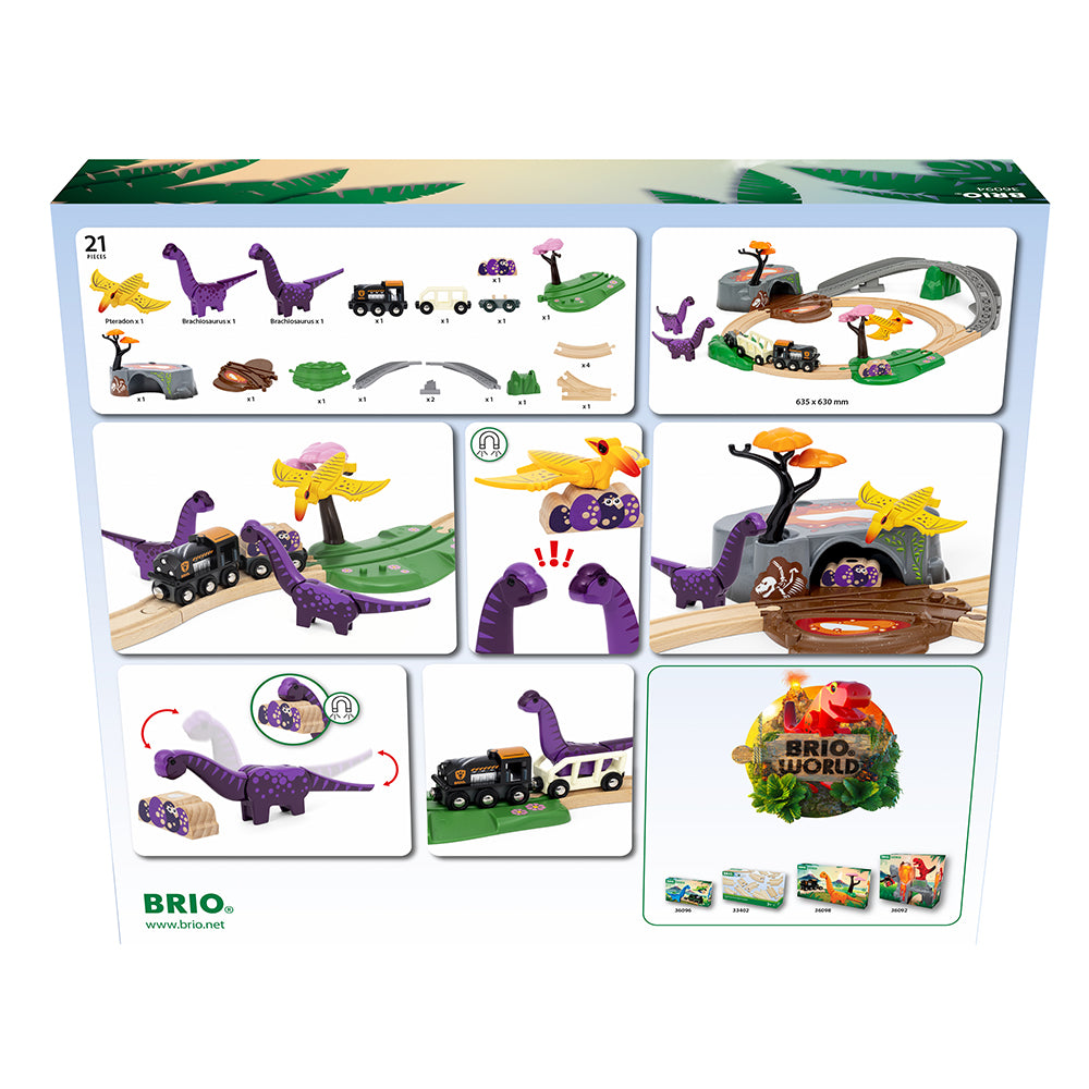 Set aventura dinozaurilor pentru trenulete BRIO, 3+ ani