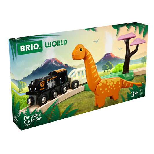 Set trenulet cu traseu de sine, aventura dinozaurilor BRIO, 3+ ani