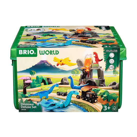 Set trenulet deluxe in lumea dinosaurilor, BRIO, 3+ ani