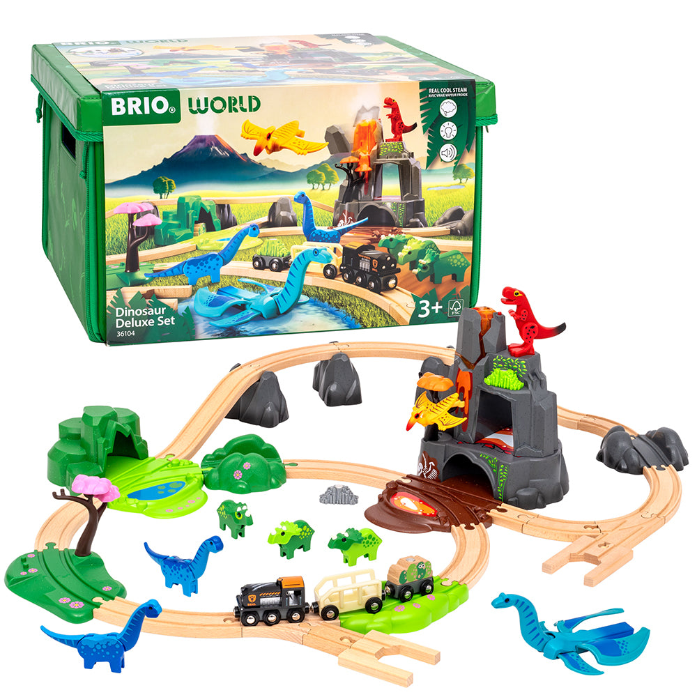 Set trenulet deluxe in lumea dinosaurilor, BRIO, 3+ ani