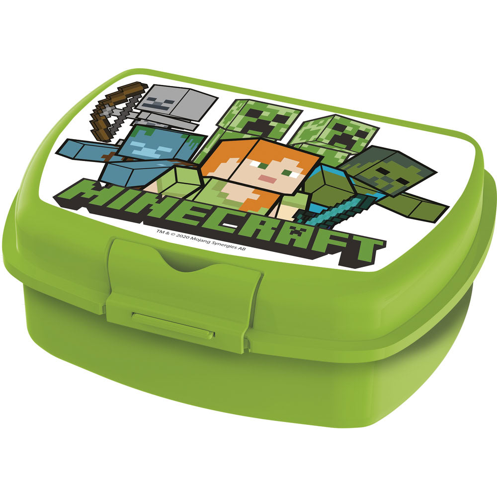 Cutie alimentara sandwich pentru copii, din plastic, licenta Minecraft, compacta, capac cu sistem de blocare, 18 x 14 x 7 cm, verde - STOR