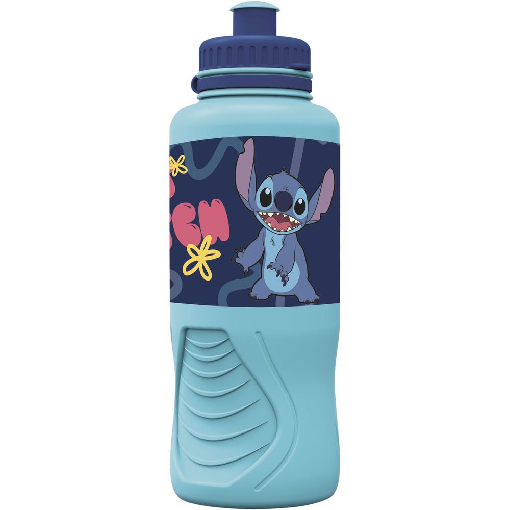 Sticla de apa pentru copii, din plastic, licenta Stitch, 430 ml, design sport, ergonomic, albastru - STOR