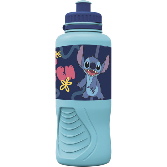 Sticla de apa pentru copii, din plastic, licenta Stitch, 430 ml, design sport, ergonomic, albastru - STOR