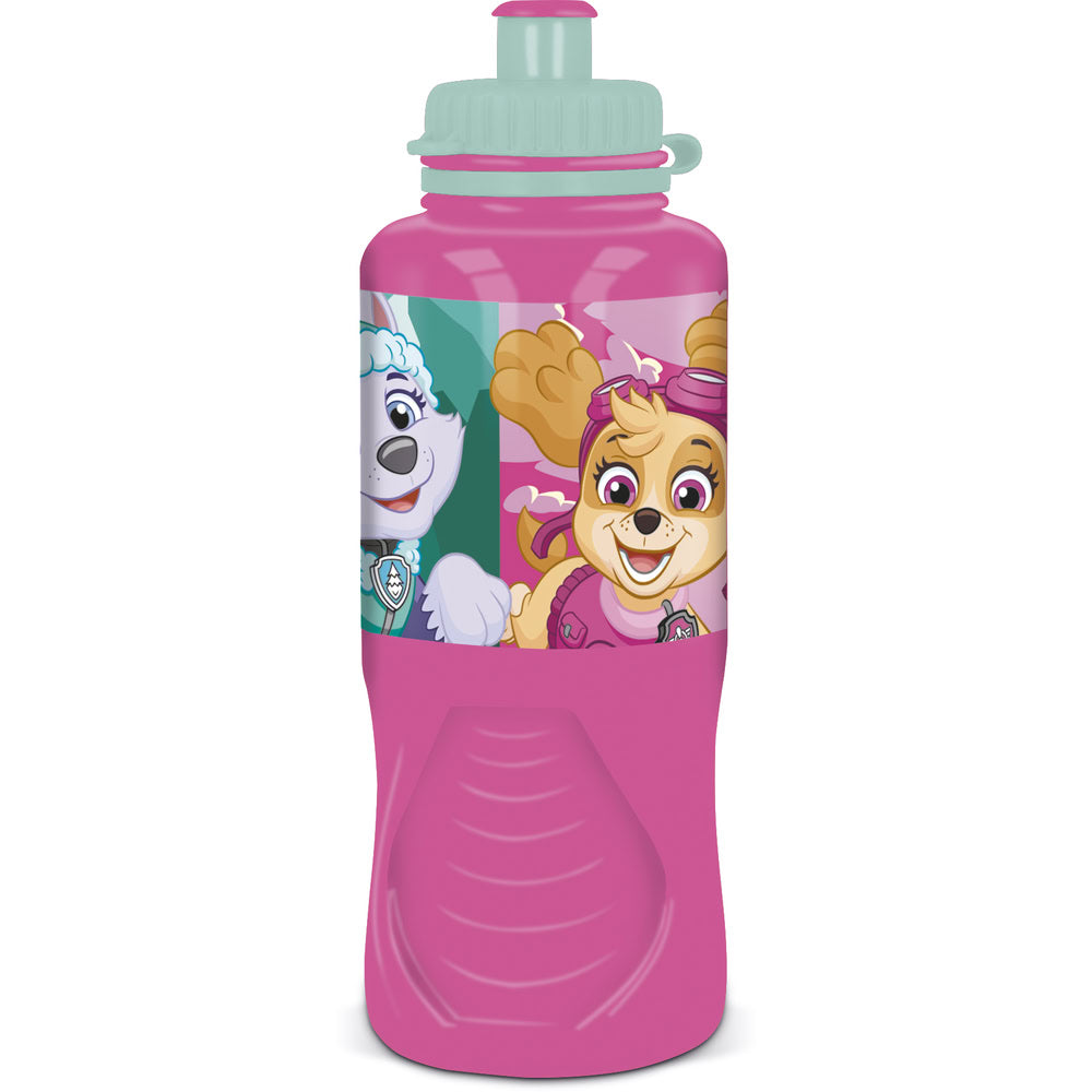 Sticla de apa pentru copii, din plastic, licenta Patrula Catelusilor, Girl Superpowers, 430 ml, design sport, ergonomic, roz - STOR