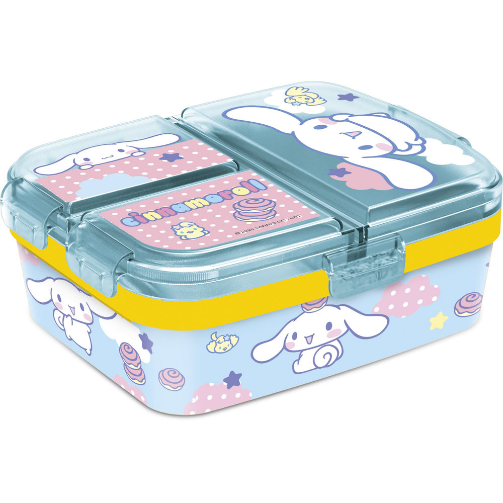 Cutie alimentara sandwich pentru copii, din plastic, multicompartimente, capac cu sistem de blocare, licenta Cinnamoroll, 18 x 15 x  6,5 cm, albastru - STOR