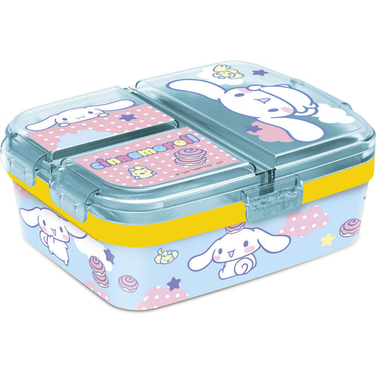Cutie alimentara sandwich pentru copii, din plastic, multicompartimente, capac cu sistem de blocare, licenta Cinnamoroll, 18 x 15 x  6,5 cm, albastru - STOR