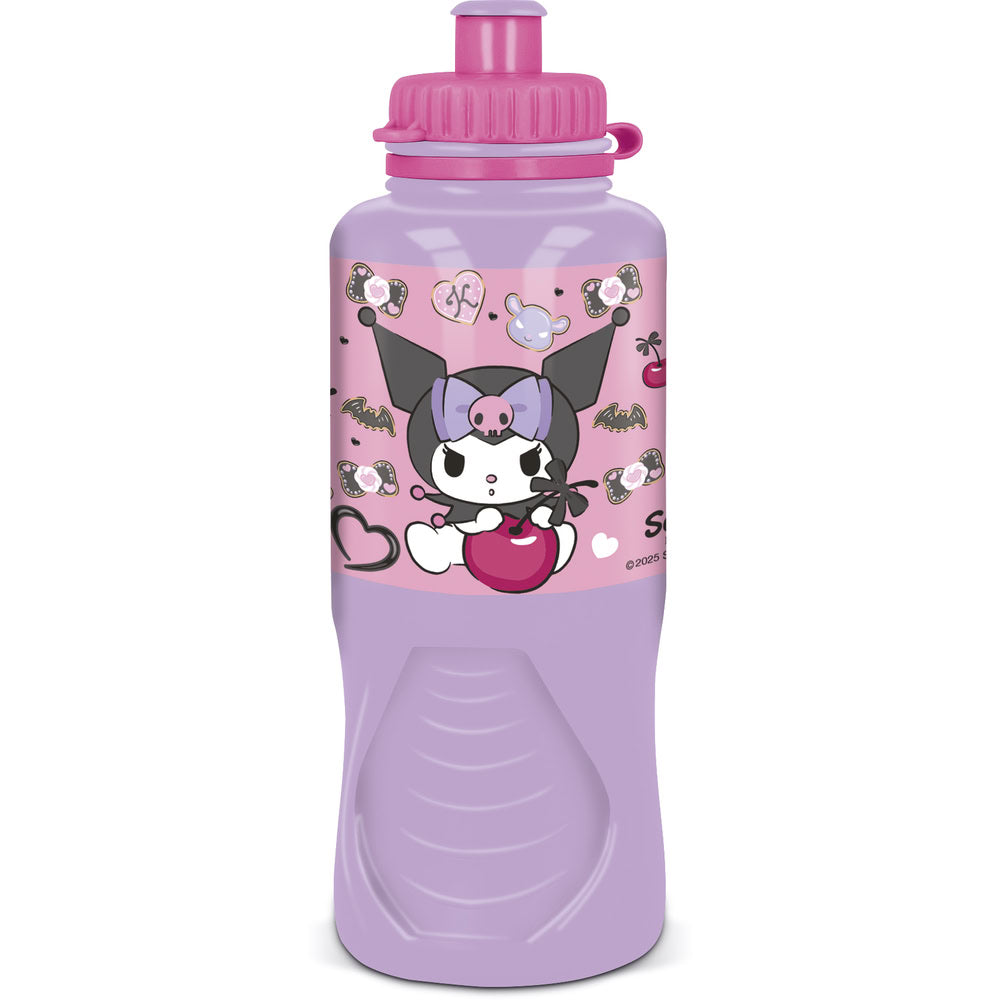 Sticla de apa pentru copii, din plastic, licenta Kuromi, 430 ml, design sport, ergonomic, roz - STOR