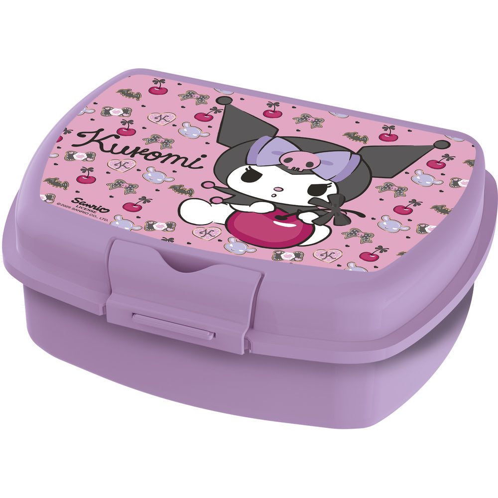 Cutie alimentara sandwich pentru copii, din plastic, licenta Kuromi, compacta, capac cu sistem de blocare, 18 x 14 x 7 cm, roz - STOR