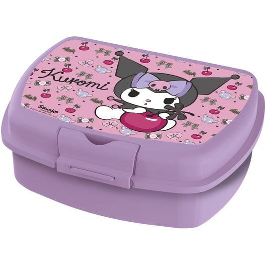 Cutie alimentara sandwich pentru copii, din plastic, licenta Kuromi, compacta, capac cu sistem de blocare, 18 x 14 x 7 cm, roz - STOR