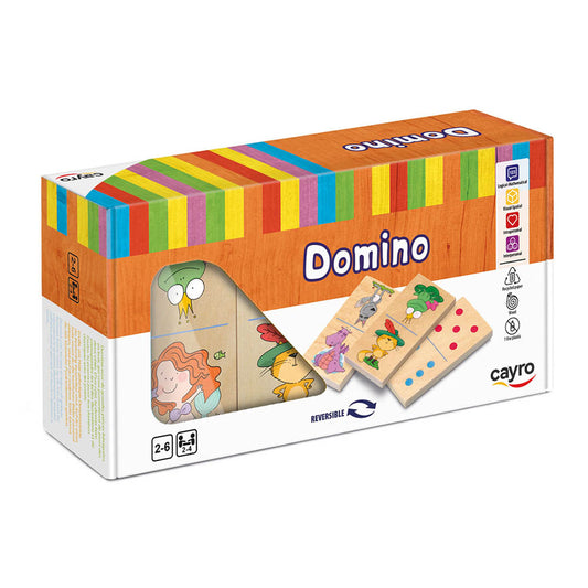 Joc Domino XL din lemn, reversibil, cu Ilustratii – Cayro