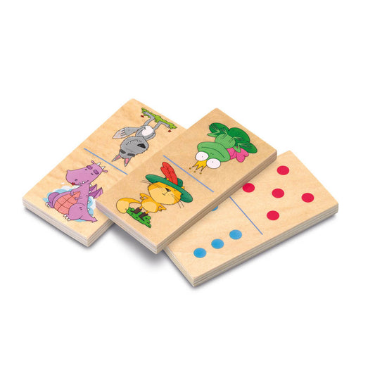 Joc Domino XL din lemn, reversibil, cu Ilustratii – Cayro