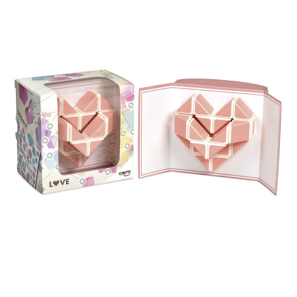 Puzzle logic sarpe, in forma de inima 3D, roz, cu colectie de stickere tematice, Cayro
