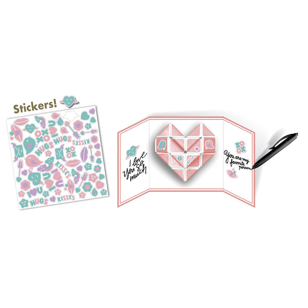 Puzzle logic sarpe, in forma de inima 3D, roz, cu colectie de stickere tematice, Cayro