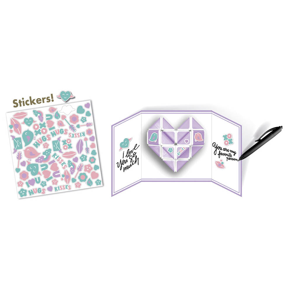 Puzzle logic sarpe, in forma de inima 3D, mov, cu colectie de stickere tematice, Cayro