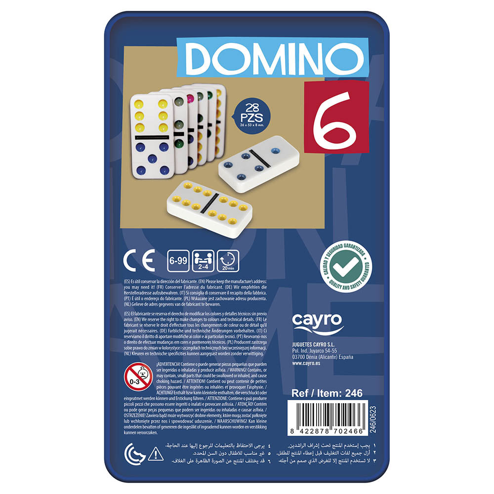 Joc Domino Clasic colorat, in cutie metalica, Cayro