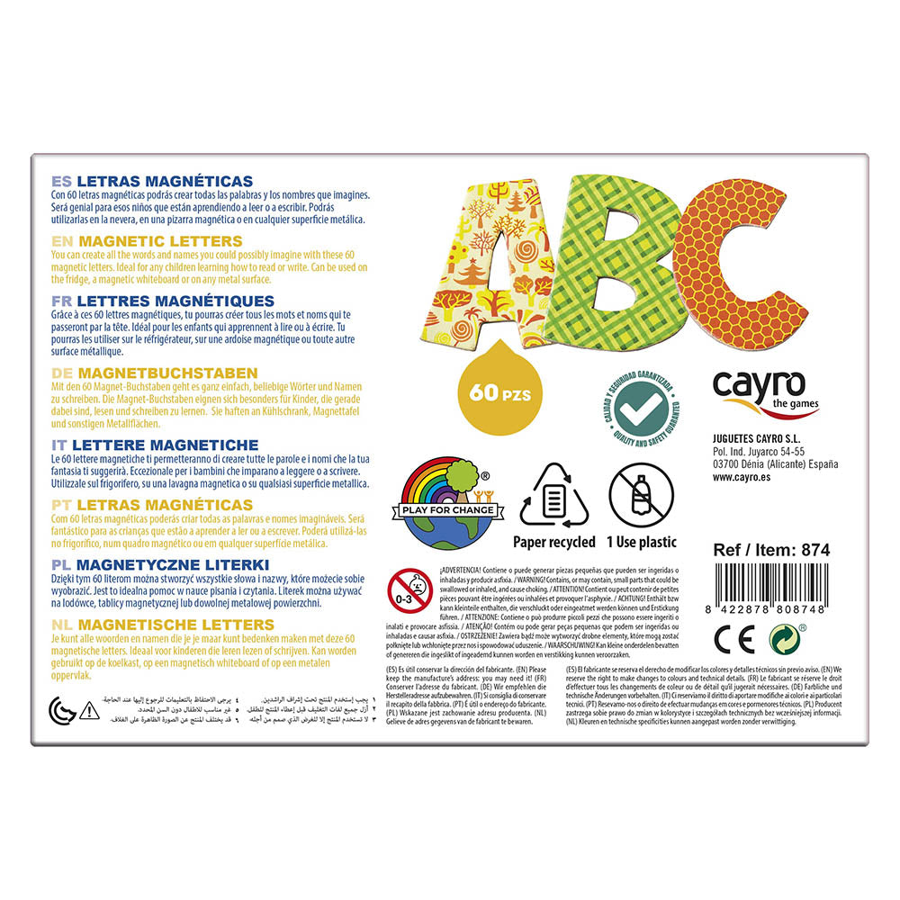Set litere magnetice pentru copii, 60 Piese – Cayro