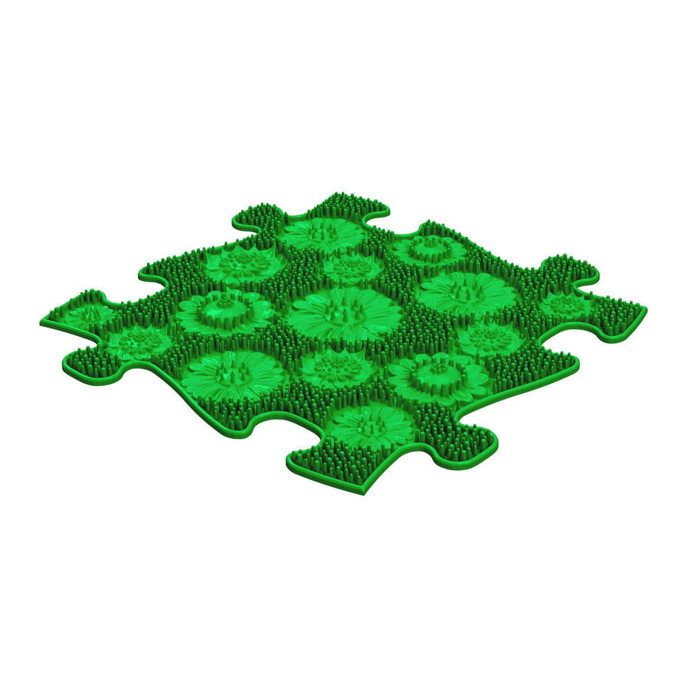 Covoras ortopedic senzorial Muffik Meadow Firm, textura tare pentru masaj plantar si stimulare tactila, verde, 29.79 x 29.79 cm, 1+ ani