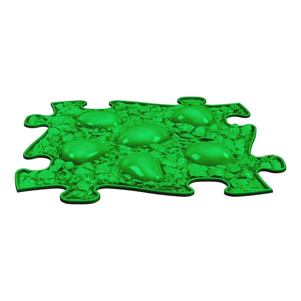 Covoras ortopedic senzorial Muffik Dino Eggs Soft, textura moale pentru masaj plantar si echilibru, verde, 29.79 x 29.79 cm, 1+ ani