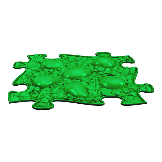 Covoras ortopedic senzorial Muffik Dino Eggs Soft, textura moale pentru masaj plantar si echilibru, verde, 29.79 x 29.79 cm, 1+ ani