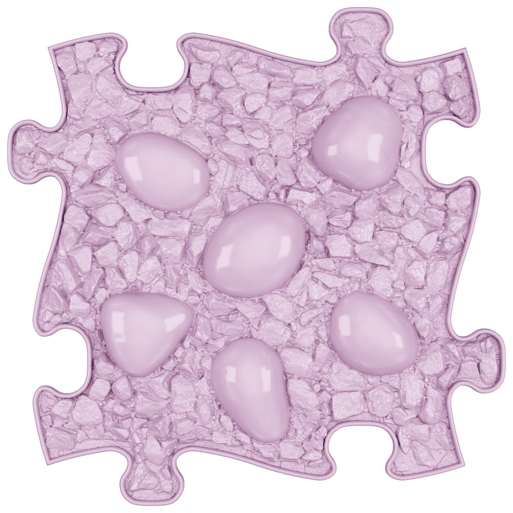 Covoras ortopedic senzorial Muffik Dino Eggs Firm, textura tare pentru masaj plantar si echilibru, mov, 29.79 x 29.79 cm, 1+ ani