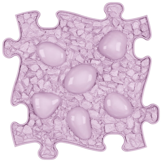 Covoras ortopedic senzorial Muffik Dino Eggs Firm, textura tare pentru masaj plantar si echilibru, mov, 29.79 x 29.79 cm, 1+ ani