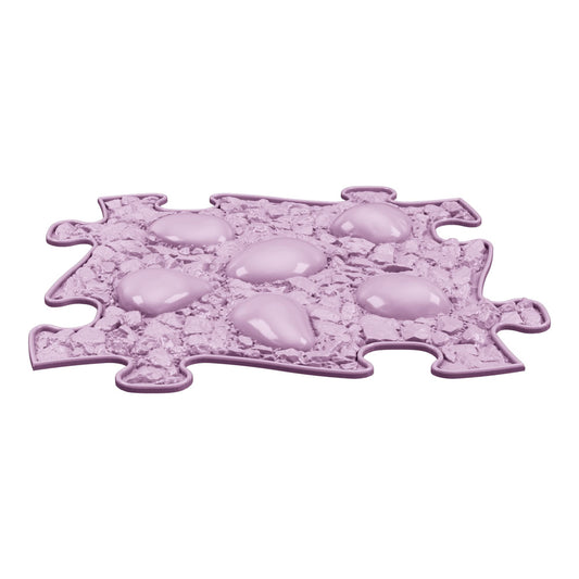 Covoras ortopedic senzorial Muffik Dino Eggs Firm, textura tare pentru masaj plantar si echilibru, mov, 29.79 x 29.79 cm, 1+ ani