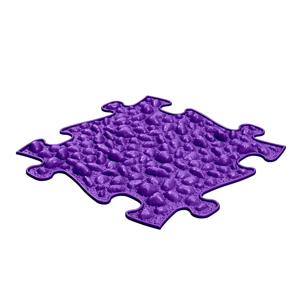 Covoras ortopedic senzorial Muffik Pebbles Soft, textura moale cu efect de pietricele pentru masaj plantar si stimulare tactila, mov, 29.79 x 29.79 cm, 1+ ani