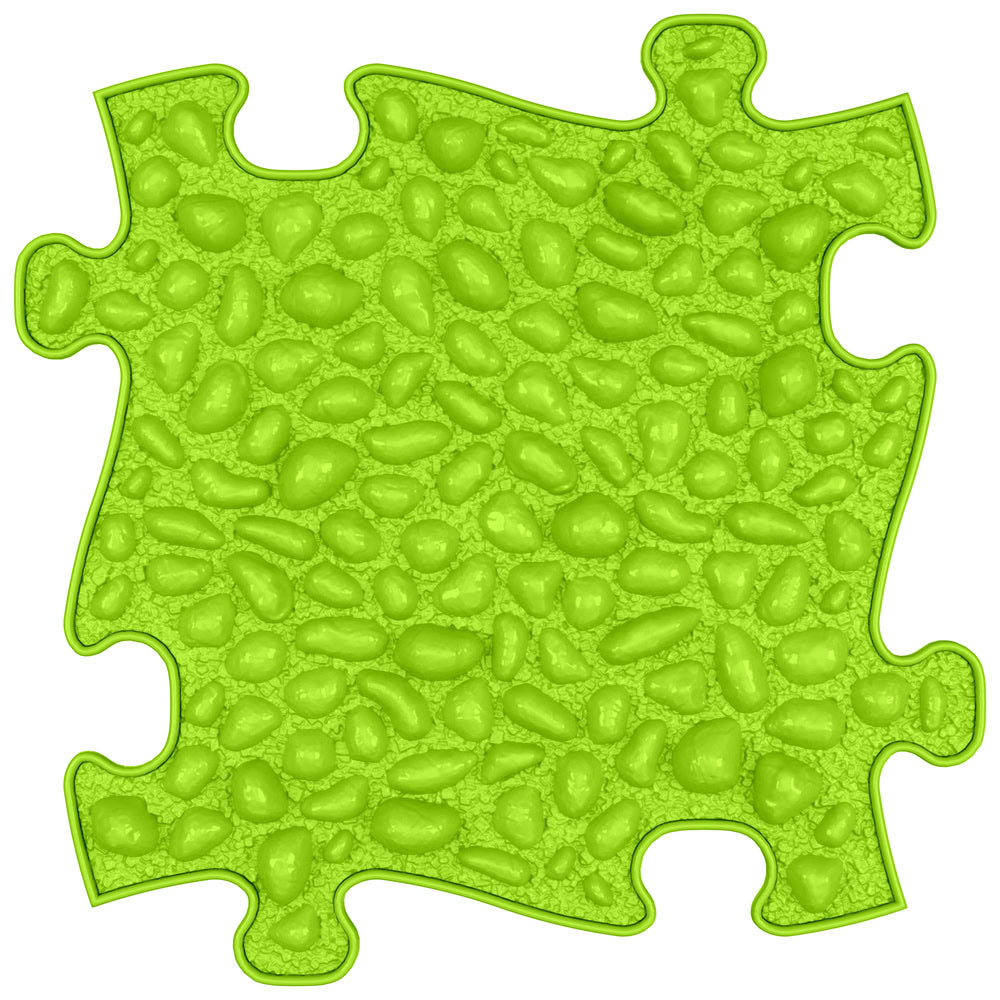 Covoras ortopedic senzorial Muffik Pebbles Firm, textura tare cu efect de pietricele pentru masaj plantar si stimulare tactila, verde deschis, 29.79 x 29.79 cm, 1+ ani