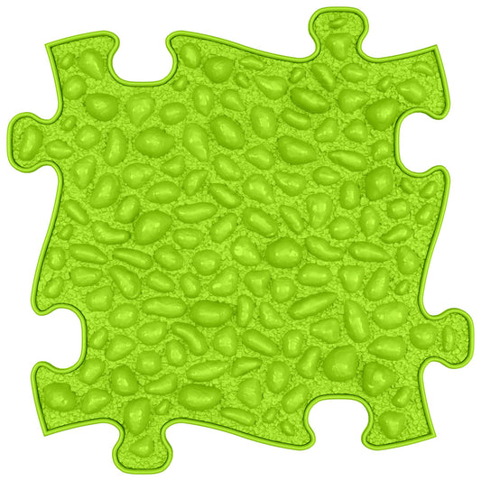 Covoras ortopedic senzorial Muffik Pebbles Firm, textura tare cu efect de pietricele pentru masaj plantar si stimulare tactila, verde deschis, 29.79 x 29.79 cm, 1+ ani